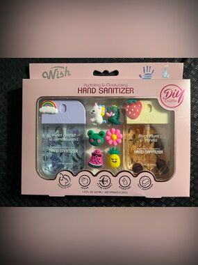 Wish Pink and Pastel Duo Hydrating Hand Sanitizers with Cute Charms